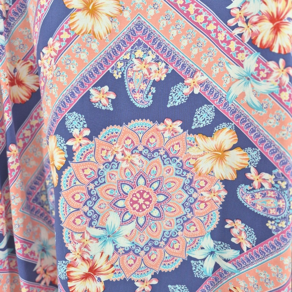 J. Jill Rayon Tank Top M Medium Purple Coral Mandala Floral Boho Lace Up Summer - Picture 10 of 12